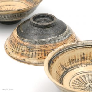 3 Schalen oben unten detail Ryuta Gama Mishima Schale Nakazato Kenta Karatsu, Japan KINTEI Sense