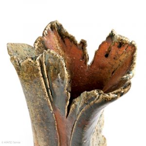 Rupert Grottenthaler Viereckige Vase Ascheglasur Holzbrand Öffnung von oben KINTEI Sense Japanische Keramik