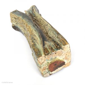 Rupert Grottenthaler Viereckige Vase Ascheglasur Holzbrand Liegend Boden KINTEI Sense Japanische Keramik