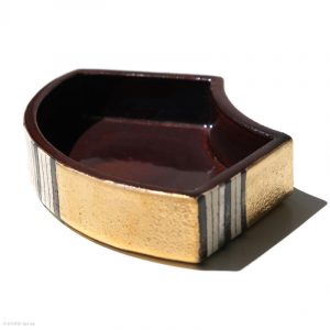 Ito Chiho Seto Keramik, Japan Kirameki Fächer Schalen mit Edelmetallapplikationen Hintere Seite Schale mit geometrischen Muster