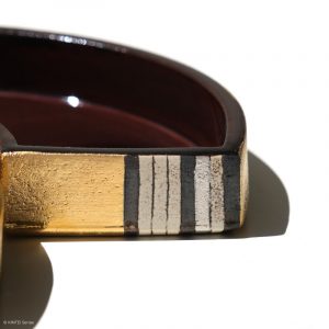 Ito Chiho Seto Keramik, Japan Kirameki Fächer Schalen mit Edelmetallapplikationen Detail Seite Schale mit geometrischen Muster