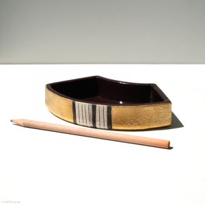 Ito Chiho Seto Keramik, Japan Kirameki Fächer Schalen mit Edelmetallapplikationen Stift Maßstab