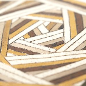 Ito Chiho Seto Keramik, Japan Kirameki Kachelteller mit Edelmetallapplikationen Detail Geometrisches Muster