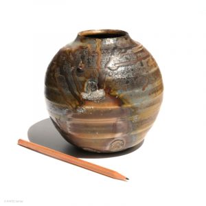 KSC161010 ISHIDA Kazuya Raho runde kleine vase KINTEI Sense Bizen Japan Volle Ansicht Maße