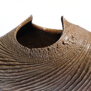 KSC351014 Ishida Kazuya Raho Skulptur Bizen Keramik KINTEI Sense Unglasiertes Gefäß Vase Mund Profil Detail