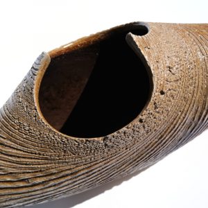 KSC351014 Ishida Kazuya Raho Skulptur Bizen Keramik KINTEI Sense Unglasiertes Gefäß Vase Öffnung oben Detail