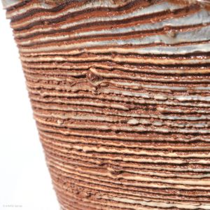 KSC351016 Ishida Kazuya Konische Raho Vase KINTEI Sense Japanische Keramik Unglasierte Vase Holzbrand Rillen Detail