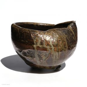 KSC351017 Ishida Kazuya Raho Vase mit Ascheanflug KINTEI Sense Japanische Keramik Bizen KEramik Yakishime Seiten Profil