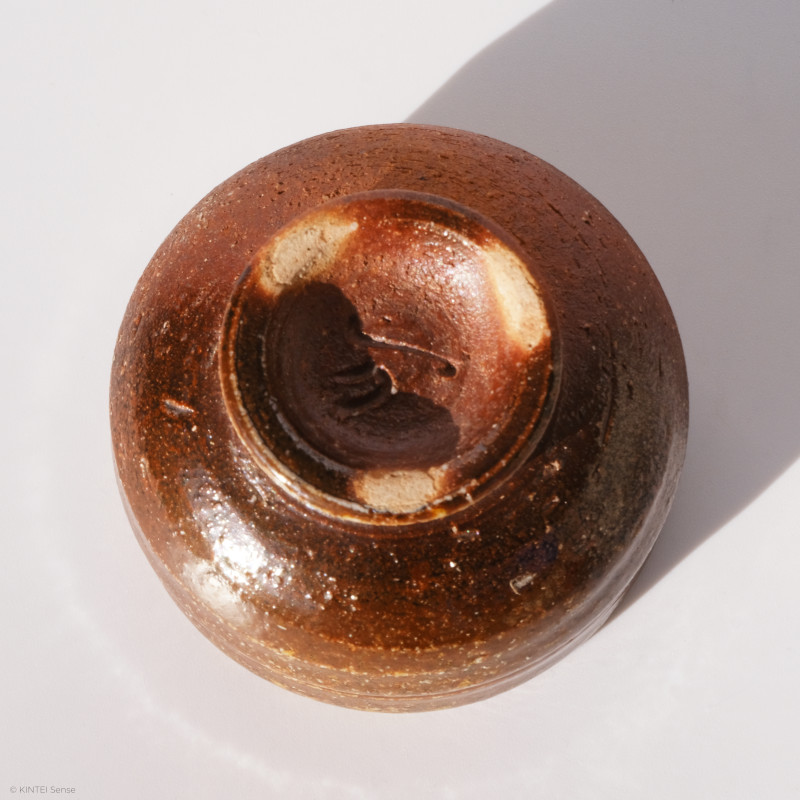 KINTEI Sense Rust-Coloured Yakishime Sake Cup Ceramics Japan Manpu Gama Noborigama Guinomi Bottom