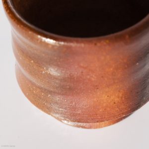 KINTEI Sense MANPU GAMA, Japan, Ceramics, Zao-Yaki, Anagama, Yakishime, Rust-Coloured Sake Cup – Bamboo shape, guinomi