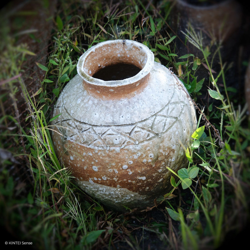 KINTEI Sense Sawa Katsunori Werkstatt Shigaraki Oribe Japan Keramik Anagama Teekeramik Sake Schalen Große Traditionelles Shigaraki Tsubo Gefäß