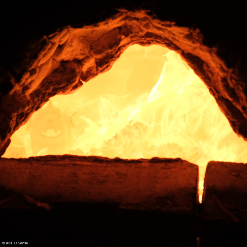 KINTEI Sense Sawa Katsunori Werkstatt Shigaraki Oribe Japan Keramik Anagama Teekeramik Sake Schalen Anagama Innen Feuer und Asche