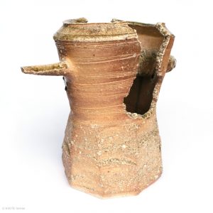 KINTEI Sense SAWA Katsunori Shigaraki Tsubo Anagama wood-firing ashglaze Tea ceremony Momoyama Gefäß Rückseite seitlich