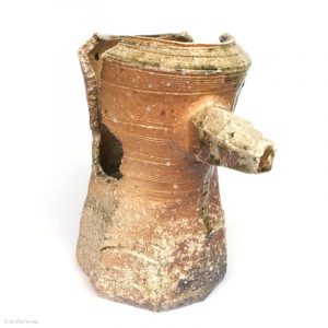 KINTEI Sense SAWA Katsunori Shigaraki Tsubo Anagama wood-firing ashglaze Tea ceremony Momoyama Gefäß Seitenansicht hinten