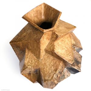 KINTEI Sense TAO Akira, Shigaraki, Japan Sitting Objet, Objekt, Vase, Skulptur Holzbrand, Ascheanflug, geometrische Form Ansicht Oben