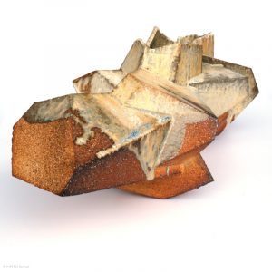 KINTEI Sense TAO Akira Walking on a Ridge Shigaraki Keramik Japan Skulptur Objekt Vase Holzbrand Ascheglasur Sicht frontal Profil links