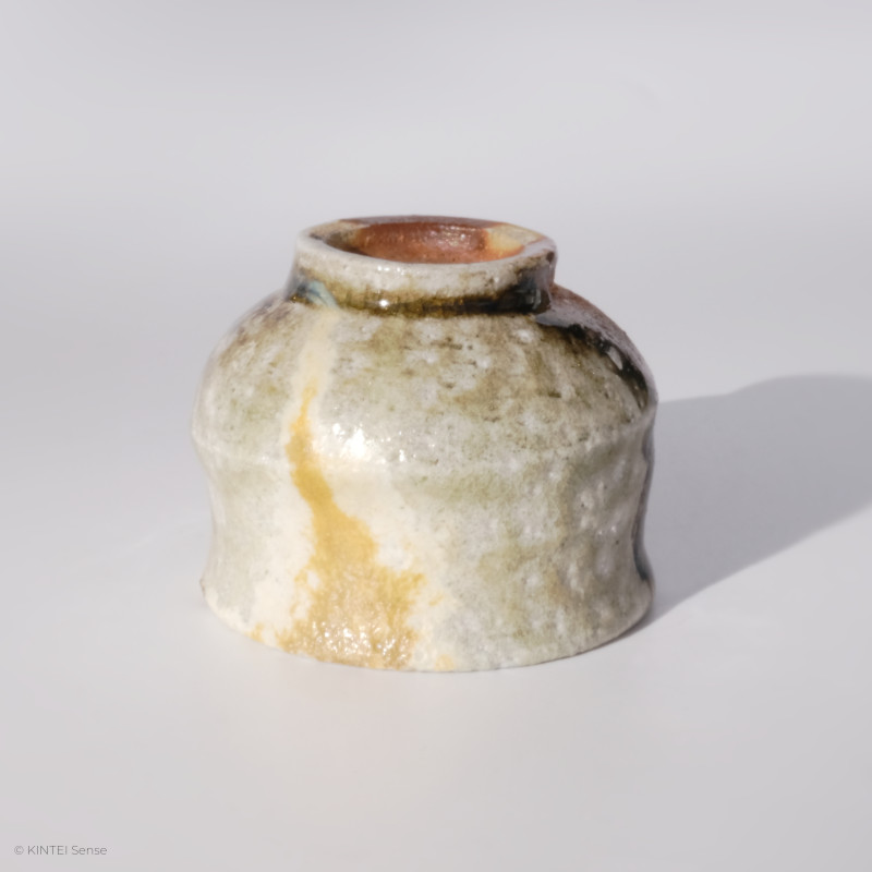 KINTEI Sense MANPU GAMA, Japan, Keramik, Zao-Yaki, Noborigama, Yakishime, Kintsugi, Sake Schale, Ascheanflug - Upside Down