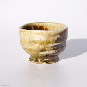 KINTEI Sense MANPU GAMA, Japan, Ceramics, Zao-Yaki, Anagama, Yakishime, Kintsugi, Sake Cup, free form, Natural ash deposit, Kintsugi - Profile front