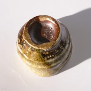 KINTEI Sense MANPU GAMA, Japan, Ceramics, Zao-Yaki, Anagama, Yakishime, Kintsugi, Sake Cup, free form, Natural ash deposit, Kintsugi - Bottom with signature