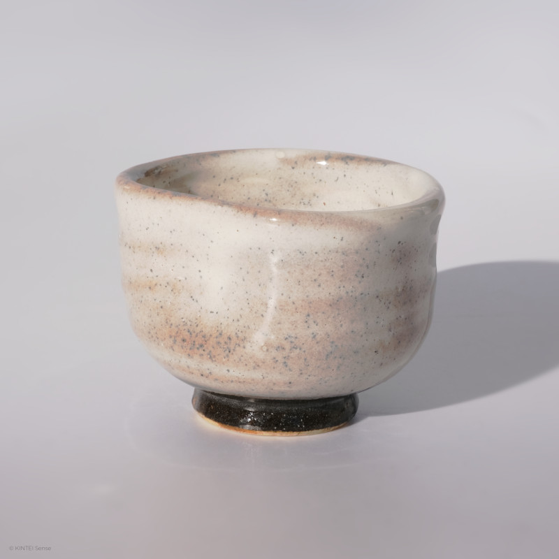KINTEI Sense MANPU GAMA, Japan, Ceramics, Zao-Yaki, Kohiki, Sake Cup, Free Form, Profile front