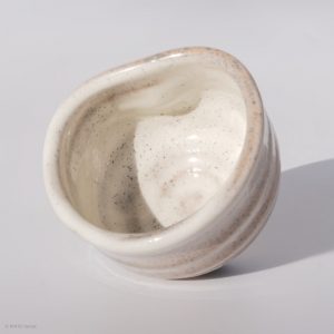 KINTEI Sense MANPU GAMA, Japan, Ceramics, Zao-Yaki, Kohiki, Sake Cup, Free Form, Inside tilted