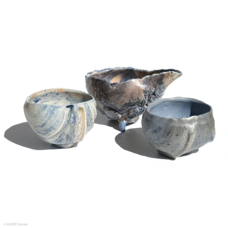 KINTEI Sense, Inspiration, Sake, Guinomi, Shuki, Shuhai, Tokkuri, Katakuchi, Sake Keramik, Geschichte und Sammler Tipps, Marbrietes Sake Set, Bizen, Ishida Kazuya, Porzellan